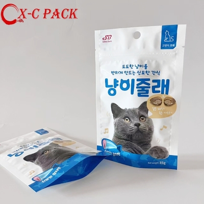 kaufen Großhandel angepasste Kunststoff-Haustierfutterverpackung Snack Katze Hund Nasse Haustierfutterbeutel Stehbeutel mit Reißverschluss Verpackungstüte online manufacture